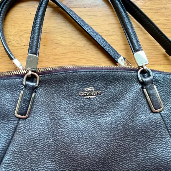 Coach New York Kelsey Pebbled Leather Top Handle Satchel Brown Bag Purse - Picture 3 of 7